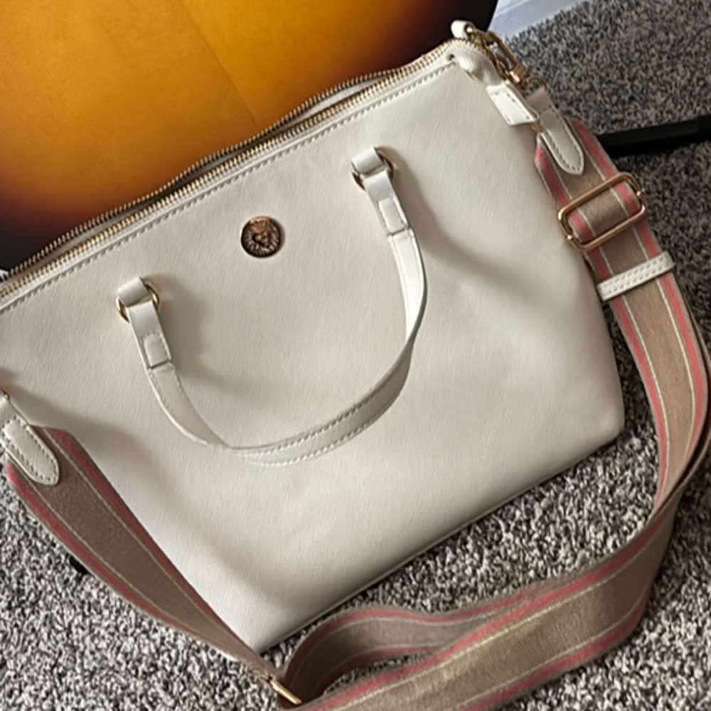 Anne Klein Cream Shoulder Bag with Timeless Elegance